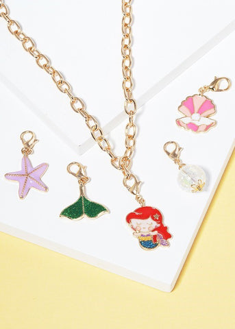 Girls Mermaid Charm Necklace