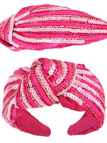 Sequin Stripe Top Knot Headband