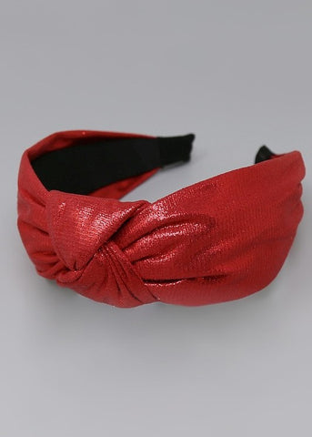 Red Metallic Front Knot Headband