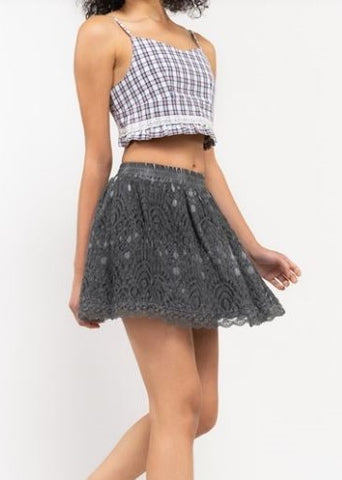 Charcoal Lace Mini Skirt