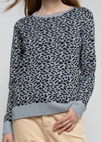 Gray and Black Leopard Sweater