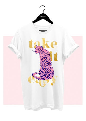 Take It Easy Pink Leopard Tee