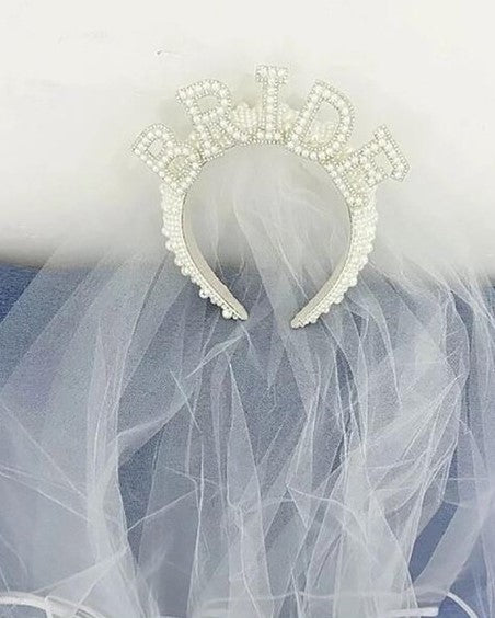 BRIDE Pearl Headband Veil