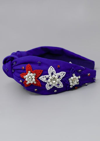 Star Seed Beaded Front Knot Headband