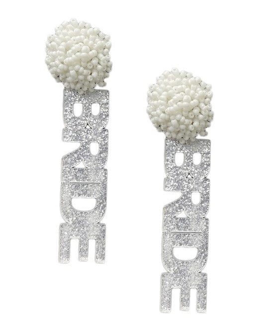 Bride Silver Glitter Earrings