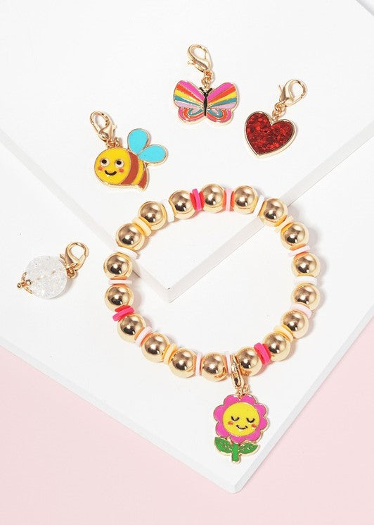 Girls Daisy Smile Charm Bracelet