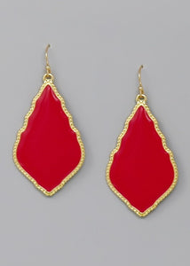 Red Moroccan Frame Enamel Drop Earrings