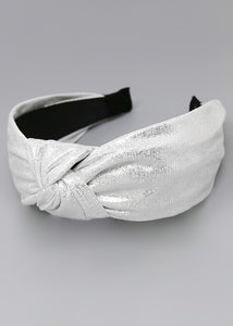 Silver Metallic Front Knot Headband