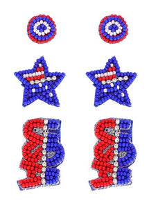 Americana Beaded Earrings Set