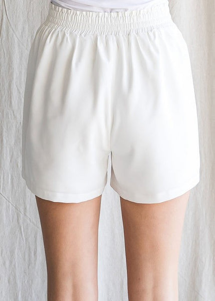 Off White Front Tuck Shorts