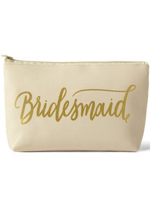 Cream Bridesmaid Faux Leather Makeup Bag