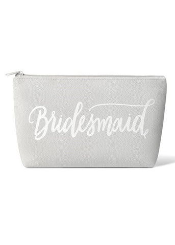 Grey Bridesmaid Faux Leather Makeup Bag