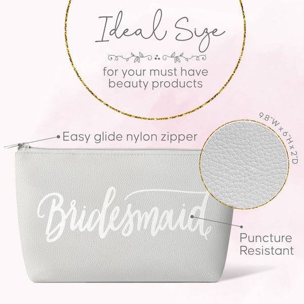 Grey Bridesmaid Faux Leather Makeup Bag