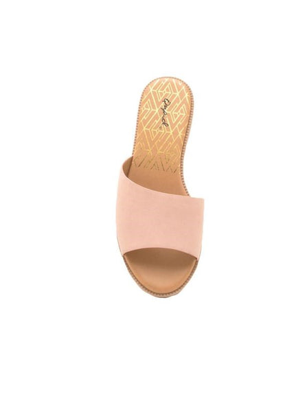 Reina Blush Nubuck Slide Sandals