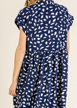 Navy Dalmatian Babydoll Dress