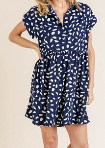 Navy Dalmatian Babydoll Dress