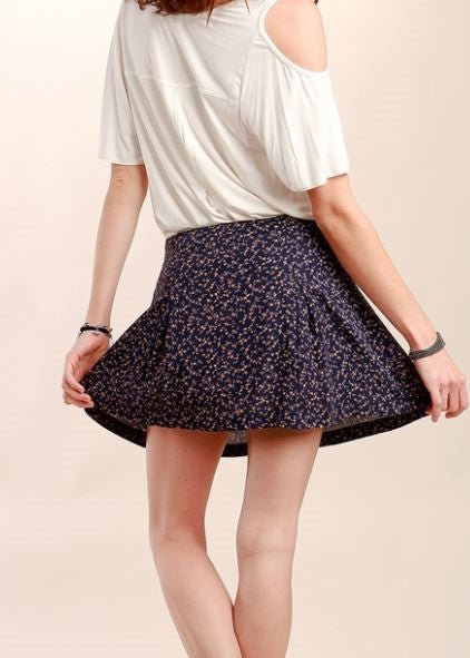 Navy Floral Mini Skirt