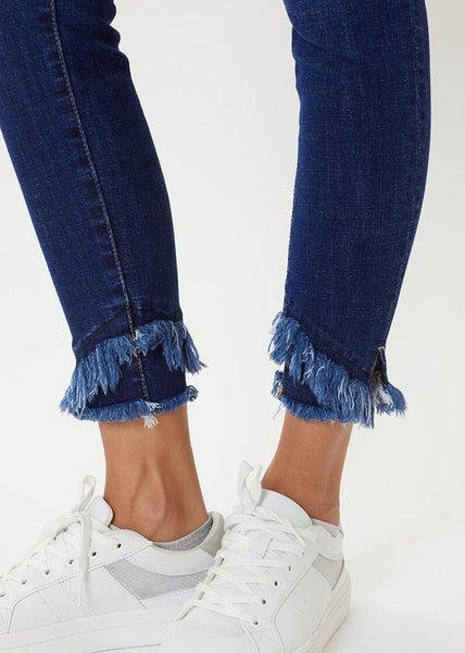 Mid Rise Super Skinny Double Frayed Jeans