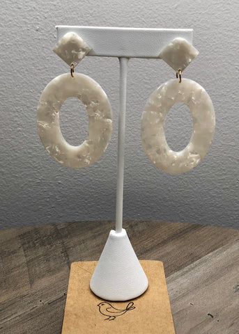 Ivory Acrylic Drop Earrings