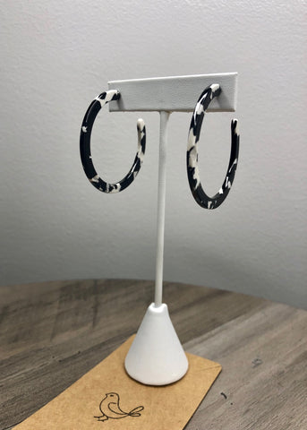 Black and White Acrylic Thin Hoop Earrings