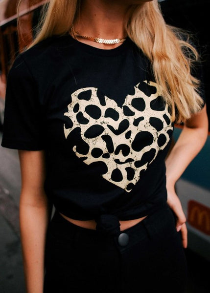 Leopard Heart Graphic Tee