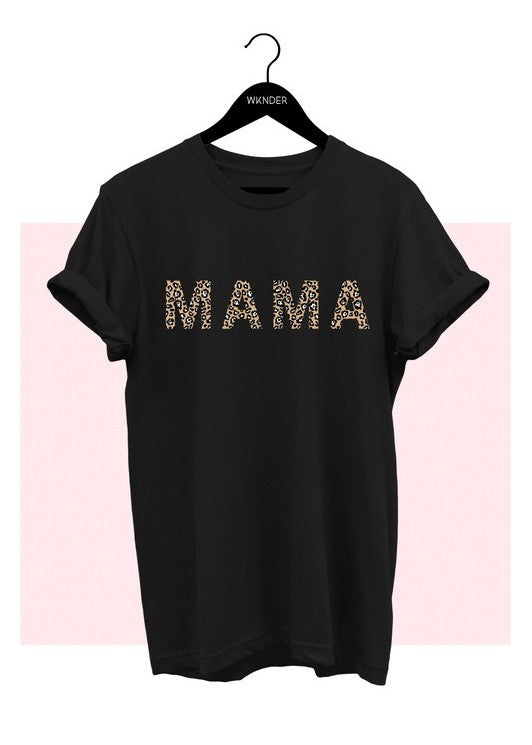 MAMA Leopard Print Tee - Black