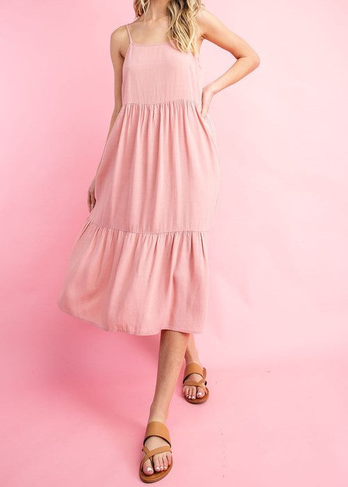 Babydoll Tiered Midi Dress