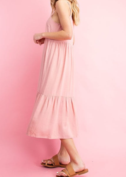 Babydoll Tiered Midi Dress