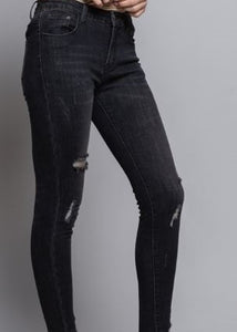 Distressed Black Denim