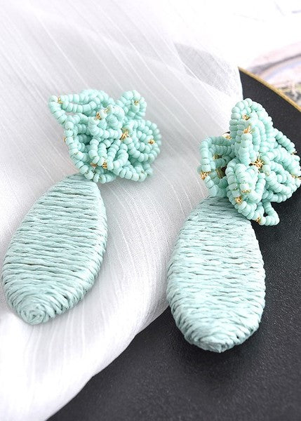 Seafoam Seedbead Statement Earrings