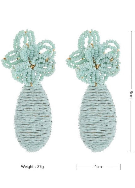 Seafoam Seedbead Statement Earrings