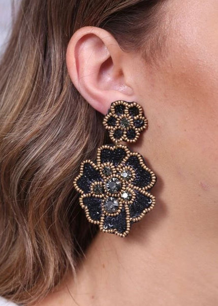 Rosa Embellished Flower Earrings