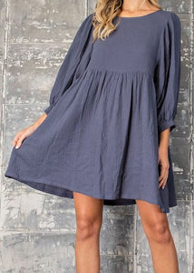 Washed Navy Babydoll Dress