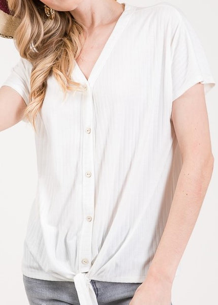 Ribbed Front Tie Knot Top