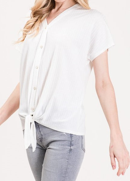 Ribbed Front Tie Knot Top