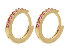 Pave Garnet Huggie Hoops