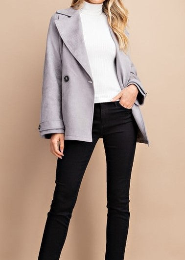 Gray Suede Half Trench Coat