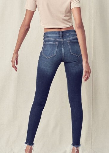 High Rise Super Skinny Distressed Ankle Jeans