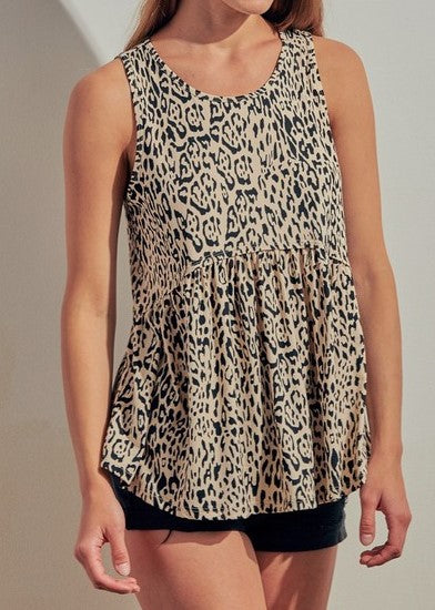 Sleeveless Animal Print Top