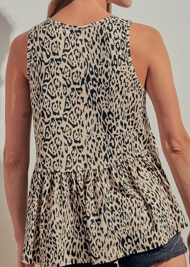 Sleeveless Animal Print Top