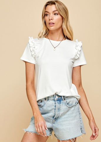 Ruffle Shoulder Tee